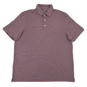 Vineyard Vines‎ Shirt Men's L White Pink Stripes Short Sleeve Performance Polo